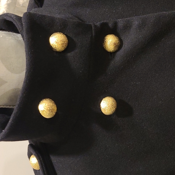 Zara double breasted black pea coat with gold buttons (wool/cashmere) - Picture 6 of 10